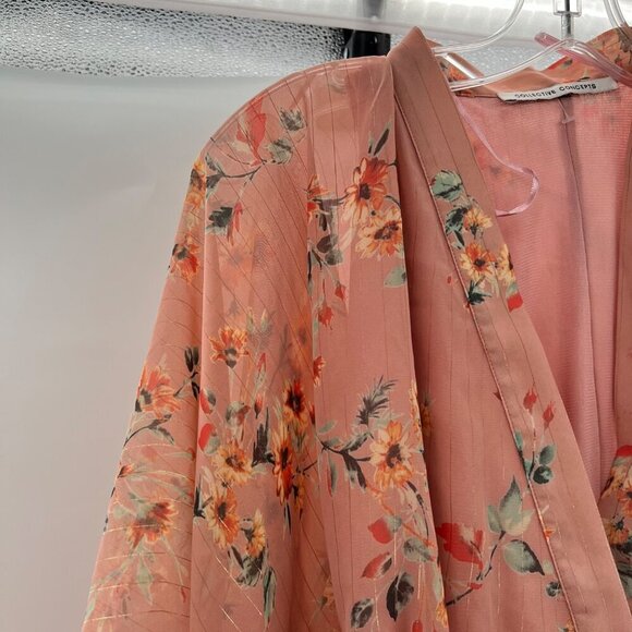 Collective Concepts Women's Mini Wrap Dress Pink/Multi Floral Size Small - Picture 3 of 9